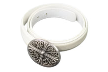 画像をギャラリービューアに読み込む, [USED/中古]CHROME HEARTS クロムハーツ ベルト・バックル クラシックオーバルクロスバックル ホワイト レザー 36 シルバー金具 Cランク 中古 50423