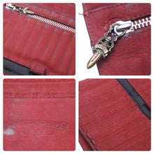 画像をギャラリービューアに読み込む, CHROME HEARTS クロムハーツ 三つ折り財布 ウェーブウォレット 長財布 クロスボタン レッド シルバー金具 美品 中古 50453