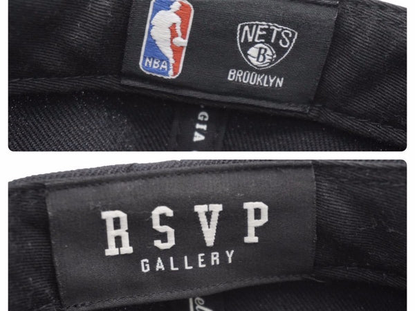 ジャストドン just don ×RSVP GALLERY BROOKLYN NETS スナップバックキャップ レザー ブラック 美品 中古 50468