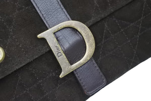 ChristianDior クリスチャンディオール カナージュ セカンドバッグ ハンドバッグ Dロゴ レザー ブラウン ゴールド 美品 中古 50477