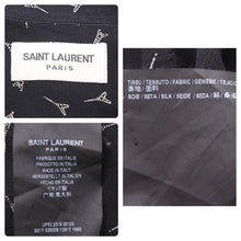 Load image into Gallery viewer, SAINT LAURENT サンローラン 19SS エッフェル塔 528009 プリント シャツ シルク 37 ブラック 黒 トップス 美品 中古 50513