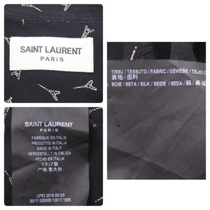 SAINT LAURENT サンローラン 19SS エッフェル塔 528009 プリント シャツ シルク 37 ブラック 黒 トップス 美品 中古 50513