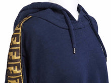 画像をギャラリービューアに読み込む, FENDI フェンディ パーカー メンズ ネイビー ズッカ柄 サイズ50 コットン ウール シルク 美品 中古 50530