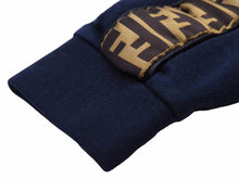 画像をギャラリービューアに読み込む, FENDI フェンディ パーカー メンズ ネイビー ズッカ柄 サイズ50 コットン ウール シルク 美品 中古 50530