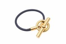 Load image into Gallery viewer, HERMES エルメス グレナン ブレスレット ゴールド レザー メタル ジュエリー アクセサリー 21g 中古 50536