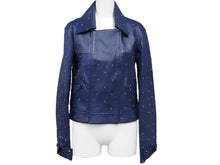 画像をギャラリービューアに読み込む, CHANEL シャネル レザージャケット P55955C00294 ラムスキン コットン ネイビー レッド グリーン 36 美品 中古 50733