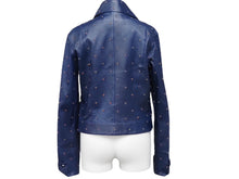 画像をギャラリービューアに読み込む, CHANEL シャネル レザージャケット P55955C00294 ラムスキン コットン ネイビー レッド グリーン 36 美品 中古 50733