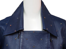 画像をギャラリービューアに読み込む, CHANEL シャネル レザージャケット P55955C00294 ラムスキン コットン ネイビー レッド グリーン 36 美品 中古 50733