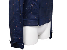 画像をギャラリービューアに読み込む, CHANEL シャネル レザージャケット P55955C00294 ラムスキン コットン ネイビー レッド グリーン 36 美品 中古 50733