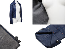 画像をギャラリービューアに読み込む, CHANEL シャネル レザージャケット P55955C00294 ラムスキン コットン ネイビー レッド グリーン 36 美品 中古 50733