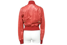 画像をギャラリービューアに読み込む, GUCCI グッチ レザー ジャケット レッド アウター ゴールド金具 ロゴ 赤 155710XN148 サイズ38 中古 50735