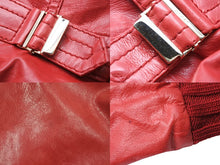 画像をギャラリービューアに読み込む, GUCCI グッチ レザー ジャケット レッド アウター ゴールド金具 ロゴ 赤 155710XN148 サイズ38 中古 50735