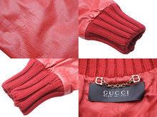 画像をギャラリービューアに読み込む, GUCCI グッチ レザー ジャケット レッド アウター ゴールド金具 ロゴ 赤 155710XN148 サイズ38 中古 50735