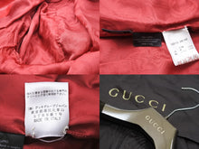 画像をギャラリービューアに読み込む, GUCCI グッチ レザー ジャケット レッド アウター ゴールド金具 ロゴ 赤 155710XN148 サイズ38 中古 50735