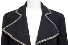 画像をギャラリービューアに読み込む, CHANEL シャネル ココマークボタン ナポレオン ジャケット 06P P2875V48249 ネイビー コットン サイズ40 良品 中古 50741