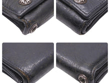 画像をギャラリービューアに読み込む, CHROME HEARTS クロムハーツ 三つ折り財布 CHプラス シルバー金具 ブラック レザー 良品 中古 50751