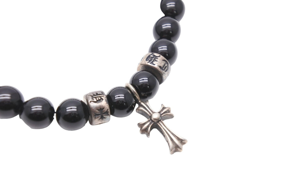 CHROME HEARTS クロムハーツ ビーズブレスレット チャーム アクセサリー ブラック silver925 中古 50769