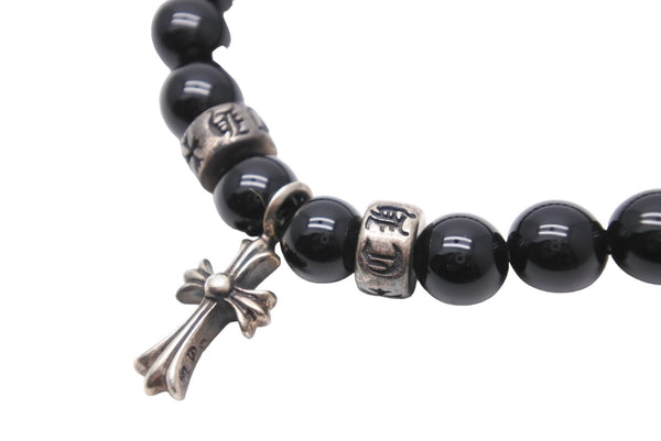 CHROME HEARTS クロムハーツ ビーズブレスレット チャーム アクセサリー ブラック silver925 中古 50769