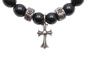 CHROME HEARTS クロムハーツ ビーズブレスレット チャーム アクセサリー ブラック silver925 中古 50769