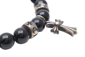 CHROME HEARTS クロムハーツ ビーズブレスレット チャーム アクセサリー ブラック silver925 中古 50769
