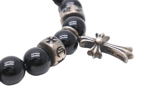 CHROME HEARTS クロムハーツ ビーズブレスレット チャーム アクセサリー ブラック silver925 中古 50769