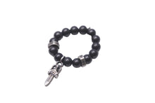 画像をギャラリービューアに読み込む, Chrome Hearts クロムハーツ 5mm BEAD オニキスビーズリング 指輪 シルバー925 オニキス ブラック シルバー 美品 中古 50776