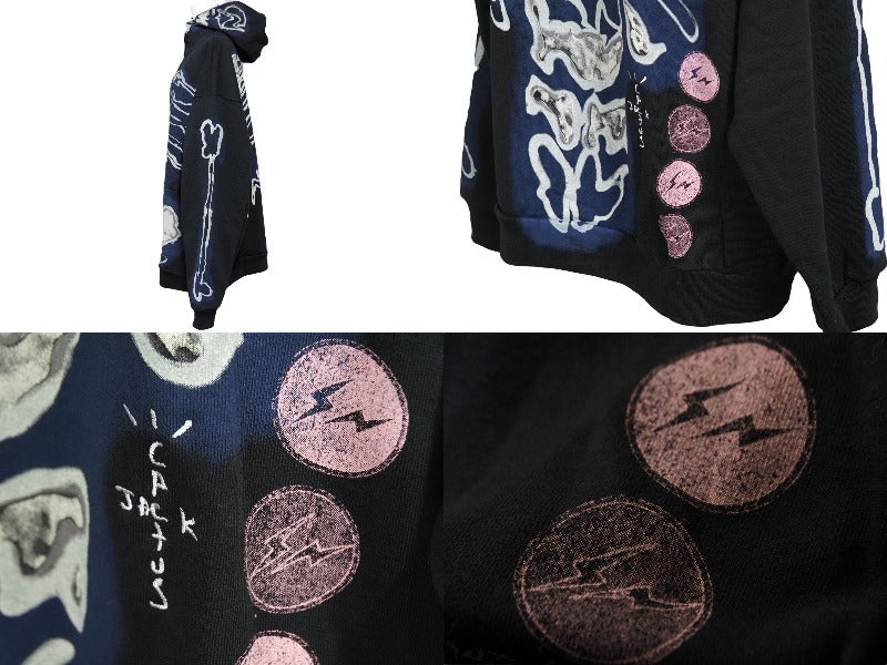 極美品 Travis Scott CACTUS JACK Fragment Design SKELETON GRAFFITI FULL ZIP  HOODIE ジップパーカー 黒 コットン XL 中古 50782 – Casanova Vintage