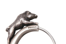 Load image into Gallery viewer, HERMES エルメス アクセサリー キーリング ロゴ 猪 いのしし シルバー シルバー金具 美品 中古 50802