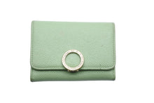 Load image into Gallery viewer, BVLGARI ブルガリ 二つ折り財布 コインケース カードケース イタリア製 レザー グリーン ピンク ゴールド金具 美品 中古 50821