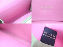 Load image into Gallery viewer, BVLGARI ブルガリ 二つ折り財布 コインケース カードケース イタリア製 レザー グリーン ピンク ゴールド金具 美品 中古 50821