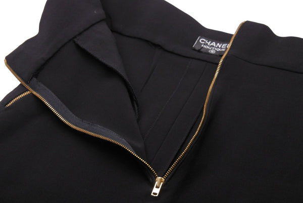 CHANEL vintage シャネル ヴィンテージ タイトスカート ブラック ゴールドジップ YKKジップ 中古 50850