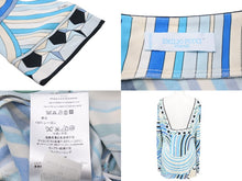 Load image into Gallery viewer, 新品未使用 EMILIOPUCCI エミリオプッチ ブラウス 82RN11 イタリア製 レーヨン ブルー カーキ アイボリー ブラック サイズ44 50852