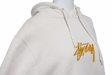 Load image into Gallery viewer, STUSSY パーカー ステューシー デカロゴ 刺繍 ゴールド アイボリー Sサイズ ストリート スケート 中古 50923