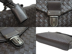 BOTTEGAVENETA ボッテガヴェネタ ハンドバッグ V46512040 イントレチャート ブラウン レザー シルバー金具 美品 中古 50999