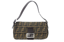 画像をギャラリービューアに読み込む, FENDI フェンディ ハンドバッグ スッカ マンマハケット キャンハス 26424 レザー シルバー金具 ブラウン 美品 中古 51085