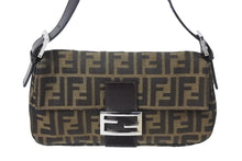 画像をギャラリービューアに読み込む, FENDI フェンディ ハンドバッグ スッカ マンマハケット キャンハス 26424 レザー シルバー金具 ブラウン 美品 中古 51085