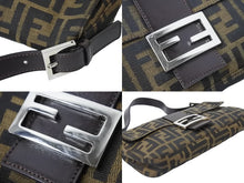 画像をギャラリービューアに読み込む, FENDI フェンディ ハンドバッグ スッカ マンマハケット キャンハス 26424 レザー シルバー金具 ブラウン 美品 中古 51085