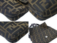 画像をギャラリービューアに読み込む, FENDI フェンディ ハンドバッグ スッカ マンマハケット キャンハス 26424 レザー シルバー金具 ブラウン 美品 中古 51085