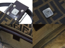 画像をギャラリービューアに読み込む, FENDI フェンディ ハンドバッグ スッカ マンマハケット キャンハス 26424 レザー シルバー金具 ブラウン 美品 中古 51085