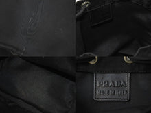 Load image into Gallery viewer, PRADA プラダ 巾着ポーチ ミニバッグ トライアングルロゴ イタリア製 ナイロン ブラック シルバー金具 美品 中古 51094