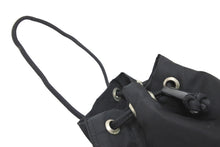 Load image into Gallery viewer, PRADA プラダ 巾着ポーチ ミニバッグ トライアングルロゴ イタリア製 ナイロン ブラック シルバー金具 美品 中古 51094