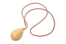 Load image into Gallery viewer, エルメス HERMES BIJOUTERIE FANTAISIE レザーネックレス ストーン ブラウン マスタード ゴールド金具 美品 中古 51123