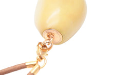 Load image into Gallery viewer, エルメス HERMES BIJOUTERIE FANTAISIE レザーネックレス ストーン ブラウン マスタード ゴールド金具 美品 中古 51123