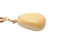 Load image into Gallery viewer, エルメス HERMES BIJOUTERIE FANTAISIE レザーネックレス ストーン ブラウン マスタード ゴールド金具 美品 中古 51123