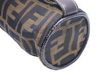 画像をギャラリービューアに読み込む, FENDI フェンディ ハンドポーチ ミニポーチ ズッカ柄 イタリア製 レザー キャンバス ブラウン ゴールド金具 美品 中古 51142