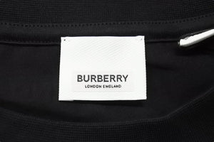 極美品 BURBERRY バーバリー ロゴ プリント 半袖Ｔシャツ ブラック 黒 ホワイト 白 トップス コットン 8070132 XL 中古 51148