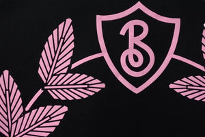 極美品 BURBERRY バーバリー オーク リーフ クレスト クルーネック 半袖Ｔシャツ 8071594 ブラック ピンク サイズXL 中古 51160