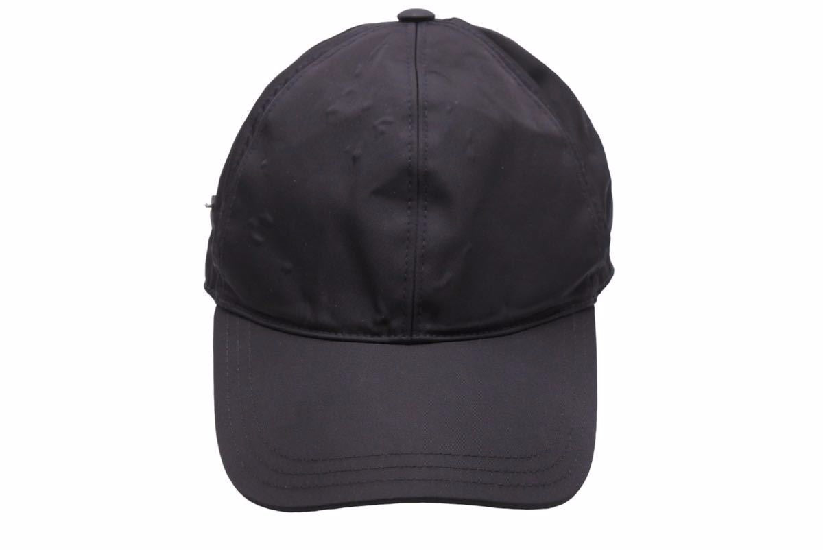 PRADA プラダ キャップ 三角プレート ロゴ ブラック シルバー 帽子