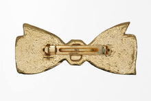 画像をギャラリービューアに読み込む, BALENCIAGA バレンシアガ バレッタ アクセサリー 髪留め リボン ロゴ フランス製 GP ゴールド 良品 中古 51170
