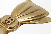 画像をギャラリービューアに読み込む, BALENCIAGA バレンシアガ バレッタ アクセサリー 髪留め リボン ロゴ フランス製 GP ゴールド 良品 中古 51170